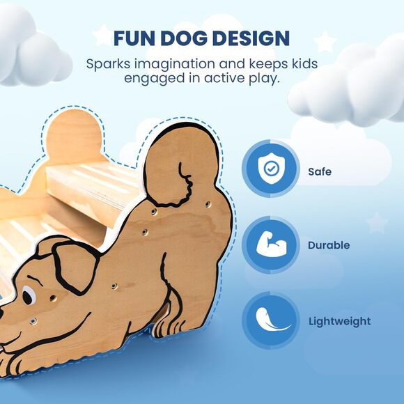 NWT Motherly Haven Wooden Step Stool for Toddlers & Kids, 2-Step Dog Design, - Picture 3 of 7